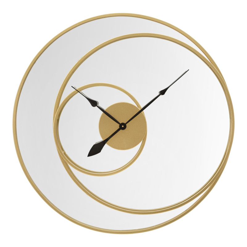 Grande Horloge murale moderne Ronde 90 cm en Métal Doré Miroir Specchio 