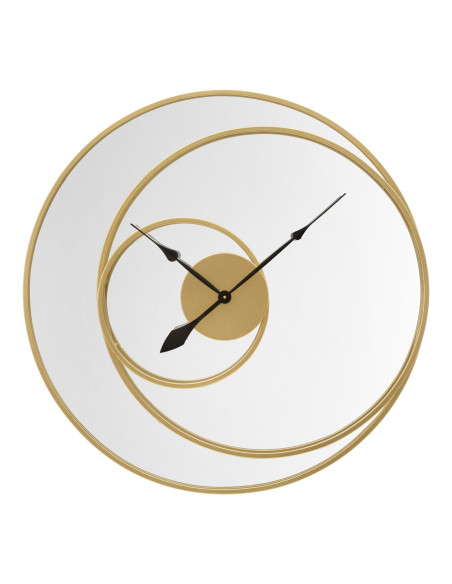 Grande Horloge murale moderne Ronde 90 cm en Métal Doré Miroir Specchio 
