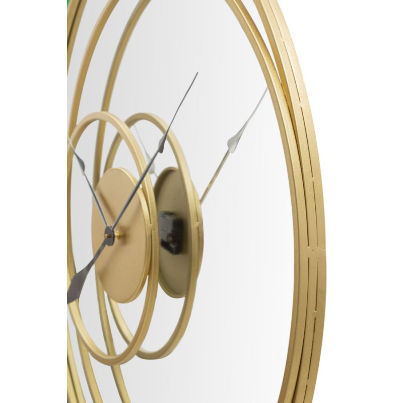 Grande Horloge murale moderne Ronde 90 cm en Métal Doré Miroir Specchio 