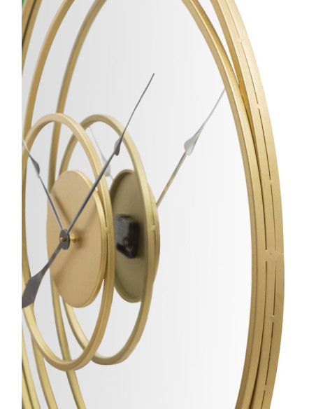 Grande Horloge murale moderne Ronde 90 cm en Métal Doré Miroir Specchio 