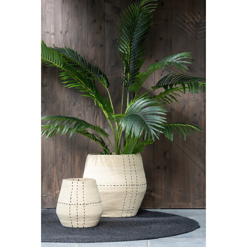 Panier de rangement Ovale en Jonc de mer Naturel Noir Motif tirets Emna (Lot de 2) - 3