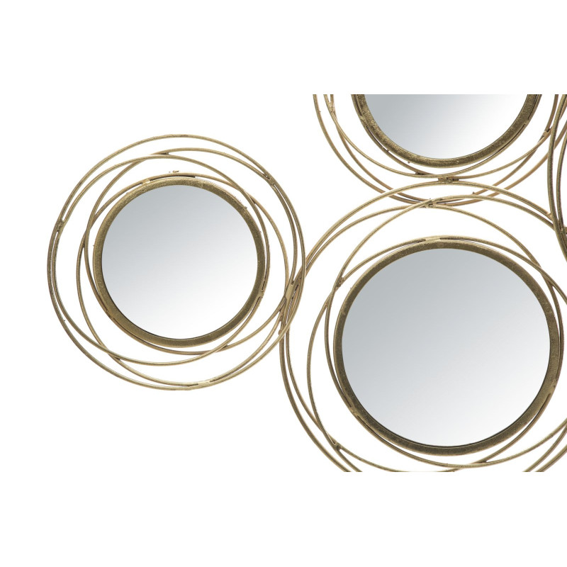 Grande déco murale moderne Cercles 124x53 en Métal Doré Miroir Round 