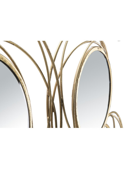 Grande déco murale moderne Cercles 124x53 en Métal Doré Miroir Round 