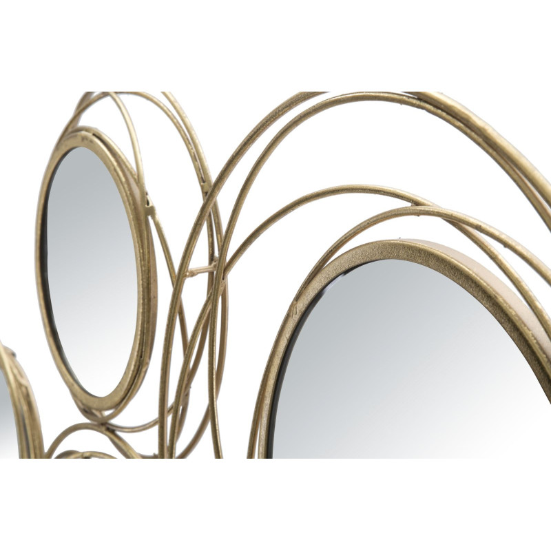Grande déco murale moderne Cercles 124x53 en Métal Doré Miroir Round 