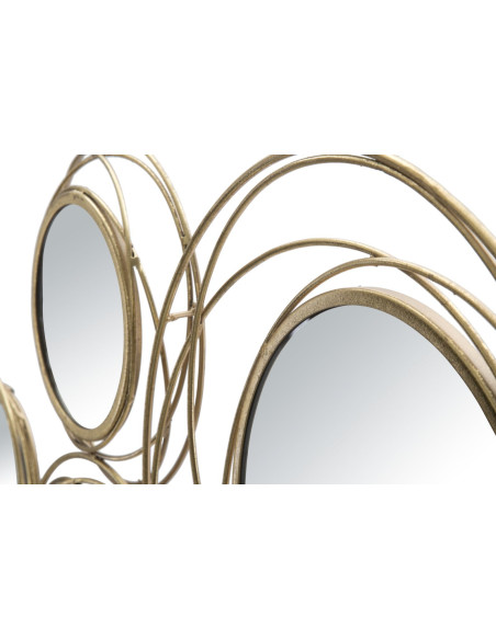 Grande déco murale moderne Cercles 124x53 en Métal Doré Miroir Round 