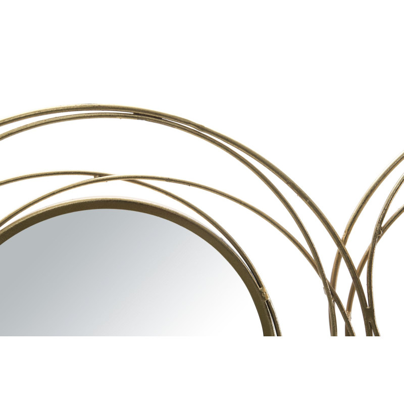 Grande déco murale moderne Cercles 124x53 en Métal Doré Miroir Round 