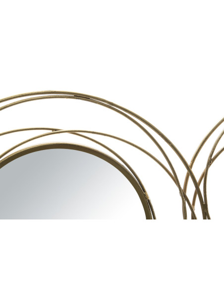 Grande déco murale moderne Cercles 124x53 en Métal Doré Miroir Round 