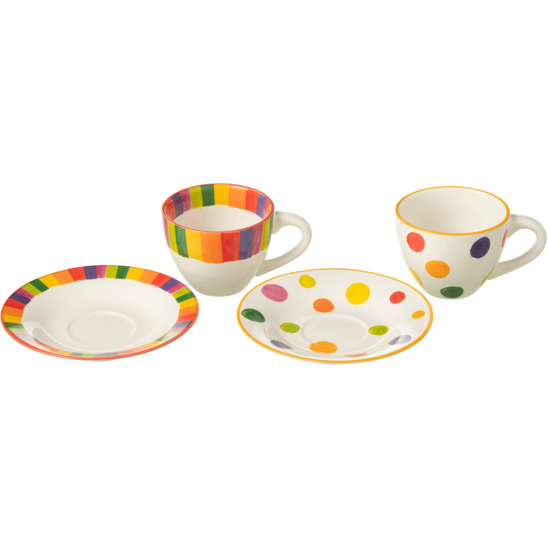Coffret 6 tasses en Porcelaine Motif pois et lignes Polka - 2
