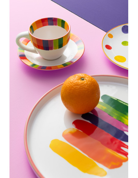 Coffret 6 tasses en Porcelaine Motif pois et lignes Polka - 3