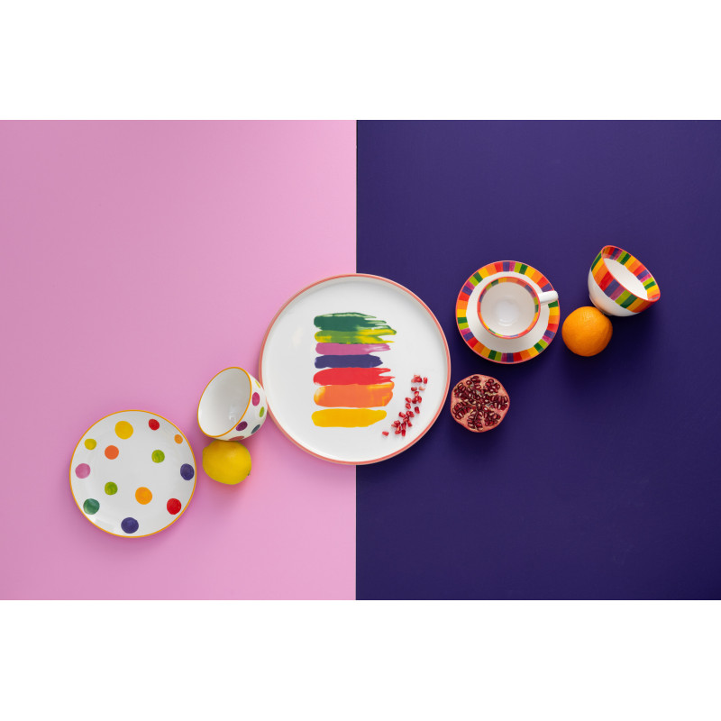 Coffret 6 tasses en Porcelaine Motif pois et lignes Polka - 4