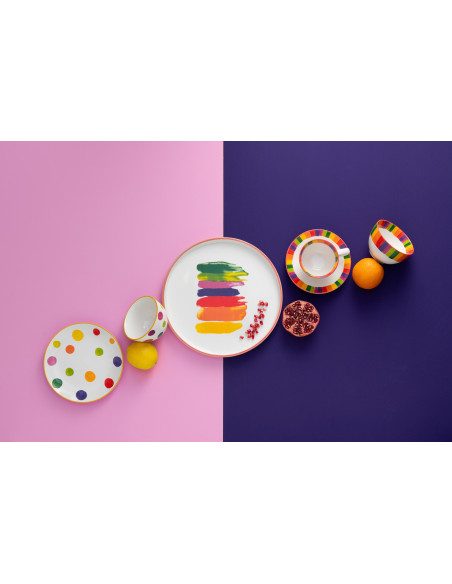 Coffret 6 tasses en Porcelaine Motif pois et lignes Polka - 4