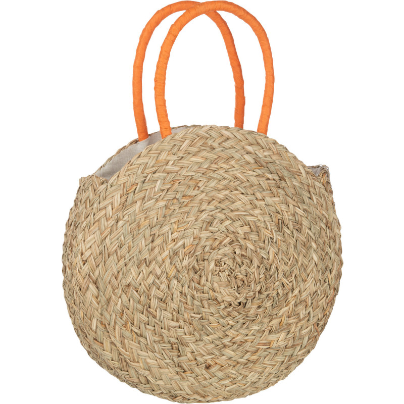 Sac de plage Rond 40 cm en Jonc de mer Naturel Orange Carlene - 2