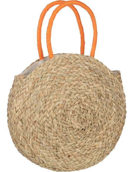 Sac de plage Rond 40 cm en Jonc de mer Naturel Orange Carlene - 2