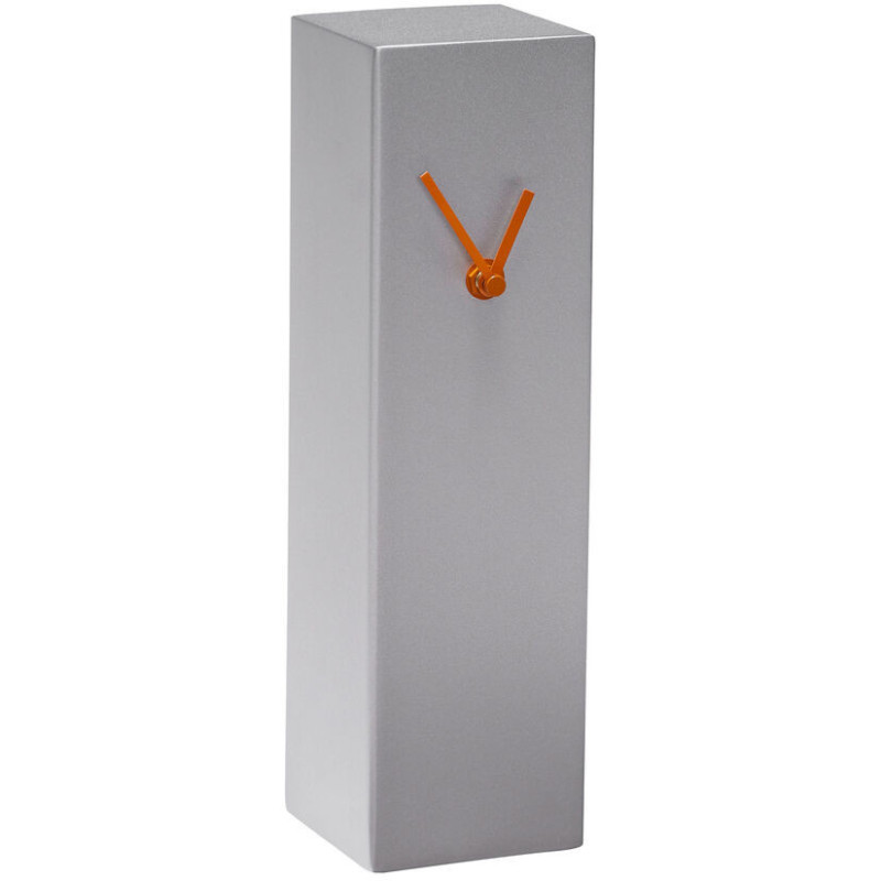 Horloge murale moderne Rectangulaire Hauteur 28 cm en Métal Gris métalisé Orange Hour - 3