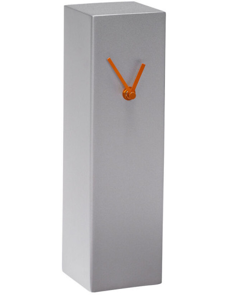 Horloge murale moderne Rectangulaire Hauteur 28 cm en Métal Gris métalisé Orange Hour - 3