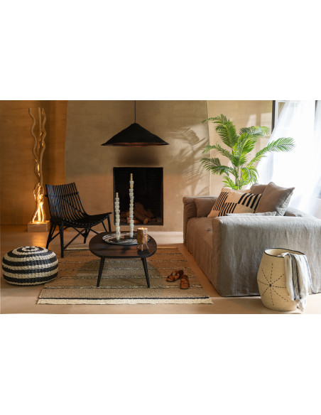 Panier de rangement Ovale en Jonc de mer Naturel Noir Motif tirets Emna (Lot de 3) - 6