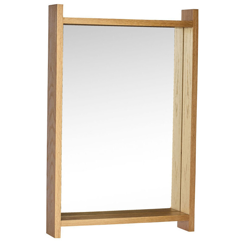 Miroir mural moderne Rectangulaire 2 étagères 40x60 en Bois MDF Naturel Placage chêne Forma - 5
