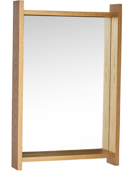 Miroir mural moderne Rectangulaire 2 étagères 40x60 en Bois MDF Naturel Placage chêne Forma - 5