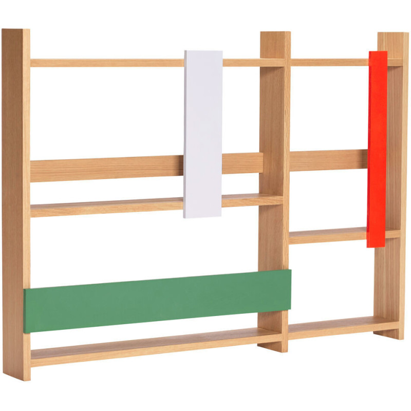 Grande Étagère murale moderne 4 niveaux en Bois MDF Naturel Vert Gris Rouge Arki - 1