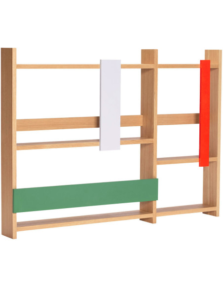 Grande Étagère murale moderne 4 niveaux en Bois MDF Naturel Vert Gris Rouge Arki