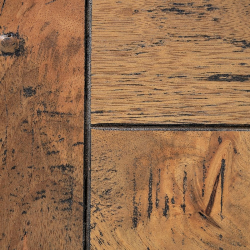 Table à manger motif parquet Versailles Rectangulaire 6 personnes en Bois de manguier Naturel Métal Noir Leire - 4