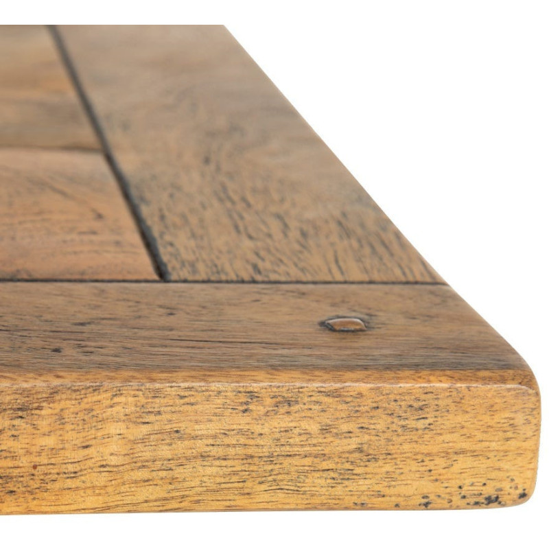 Table à manger motif parquet Versailles Rectangulaire 6 personnes en Bois de manguier Naturel Métal Noir Leire - 5