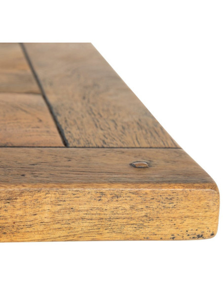 Table à manger motif parquet Versailles Rectangulaire 6 personnes en Bois de manguier Naturel Métal Noir Leire - 5