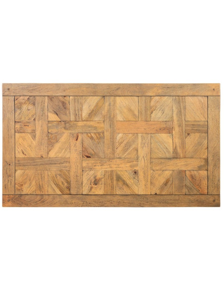 Table à manger motif parquet Versailles Rectangulaire 6 personnes en Bois de manguier Naturel Métal Noir Leire - 10