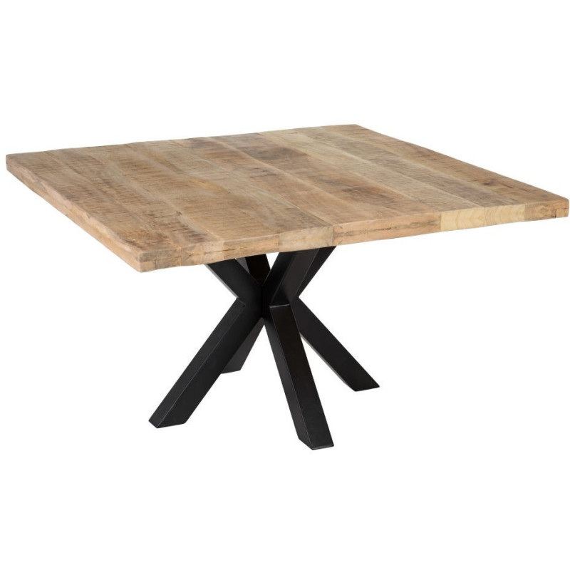 Grande Table à manger moderne Carrée 8 personnes en Bois de manguier Bois de manguier Métal Noir Nayra - 1