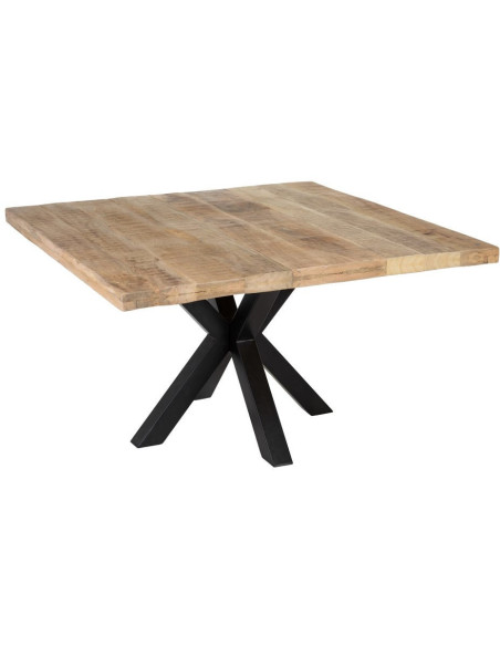 Grande Table à manger moderne Carrée 8 personnes en Bois de manguier Bois de manguier Métal Noir Nayra - 1