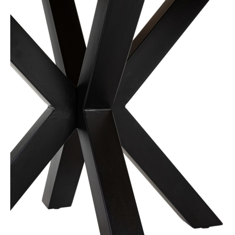 Grande Table à manger moderne Carrée 8 personnes en Bois de manguier Bois de manguier Métal Noir Nayra - 8