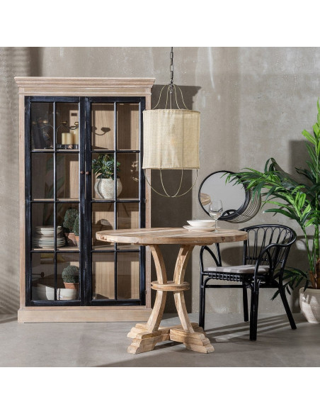 Table à manger rustique chic Ronde 4 personnes en Bois de manguier Naturel Blanchi Yaira - 2