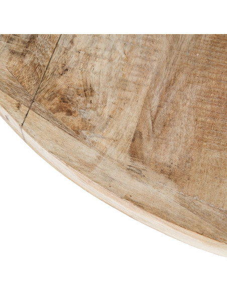 Table à manger rustique chic Ronde 4 personnes en Bois de manguier Naturel Blanchi Yaira - 4