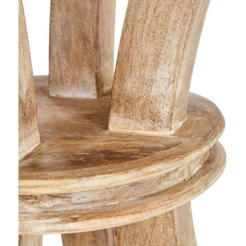 Table à manger rustique chic Ronde 4 personnes en Bois de manguier Naturel Blanchi Yaira - 5