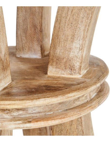 Table à manger rustique chic Ronde 4 personnes en Bois de manguier Naturel Blanchi Yaira - 5