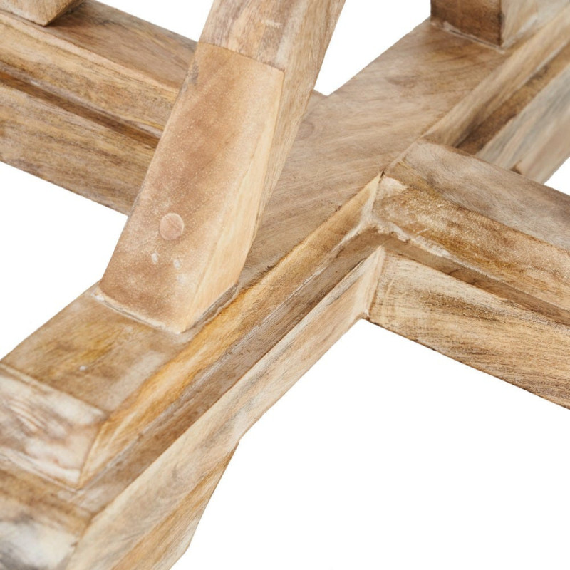Table à manger rustique chic Ronde 4 personnes en Bois de manguier Naturel Blanchi Yaira - 6