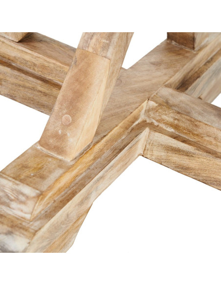 Table à manger rustique chic Ronde 4 personnes en Bois de manguier Naturel Blanchi Yaira - 6