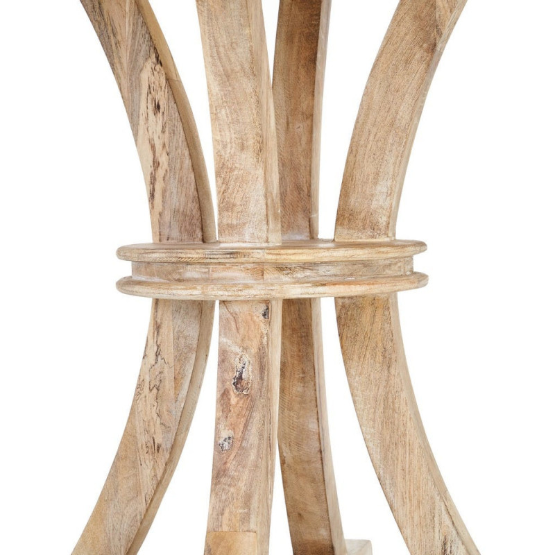 Table à manger rustique chic Ronde 4 personnes en Bois de manguier Naturel Blanchi Yaira - 7