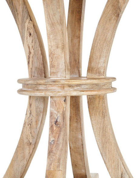 Table à manger rustique chic Ronde 4 personnes en Bois de manguier Naturel Blanchi Yaira - 7