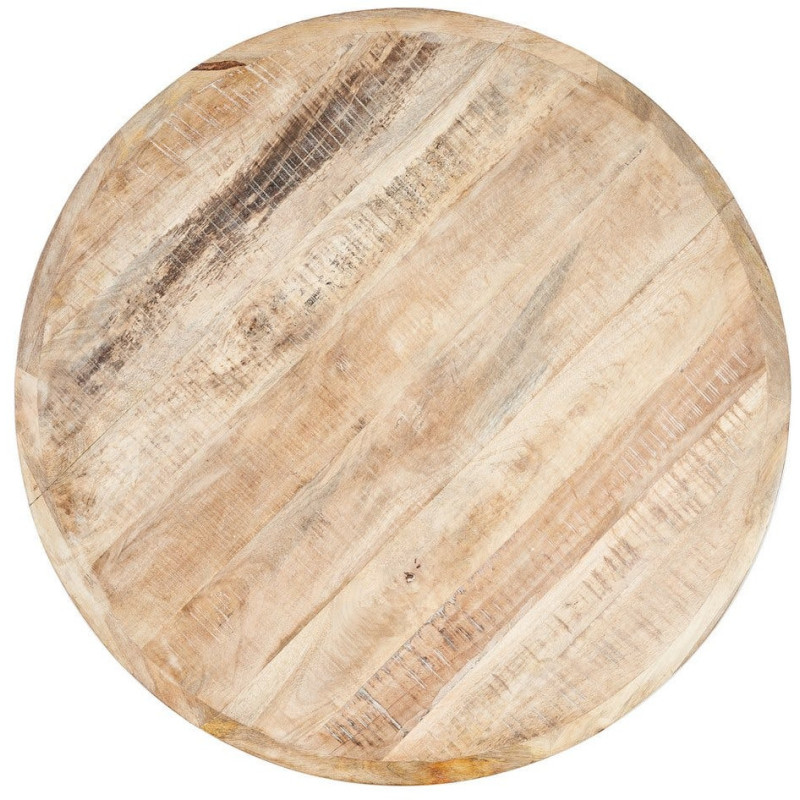 Table à manger rustique chic Ronde 4 personnes en Bois de manguier Naturel Blanchi Yaira - 9