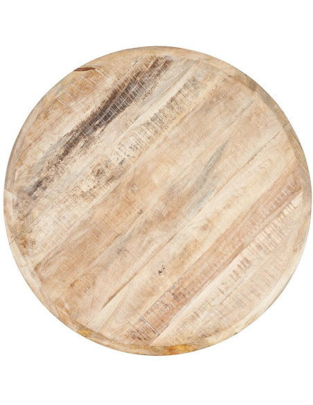 Table à manger rustique chic Ronde 4 personnes en Bois de manguier Naturel Blanchi Yaira - 9