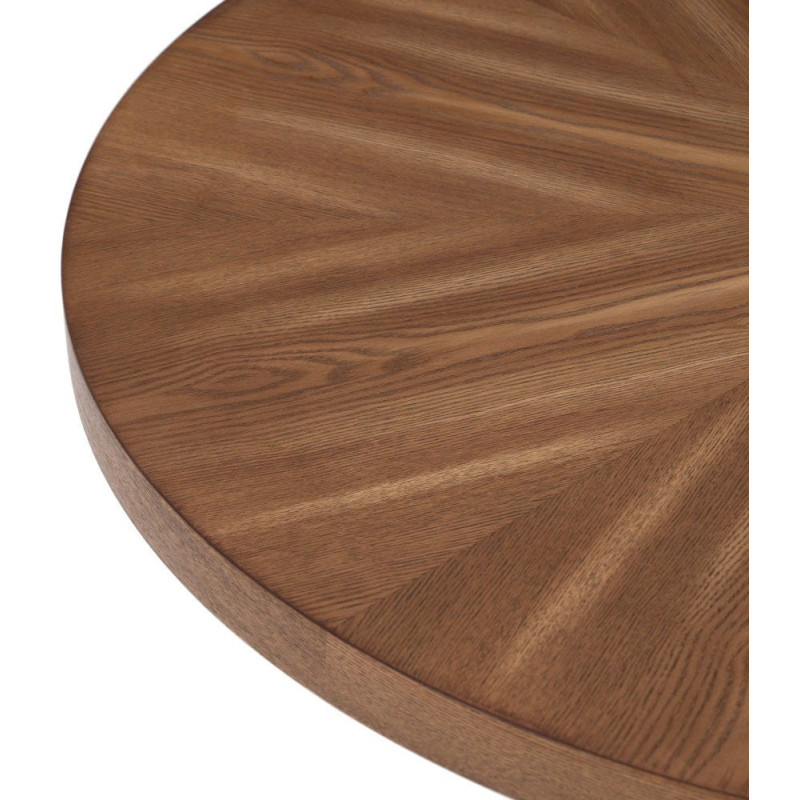 Table à manger moderne chic Ronde 4 personnes en Bois MDF Marron Métal Noir Aroha - 4