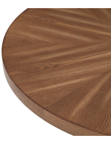 Table à manger moderne chic Ronde 4 personnes en Bois MDF Marron Métal Noir Aroha - 4