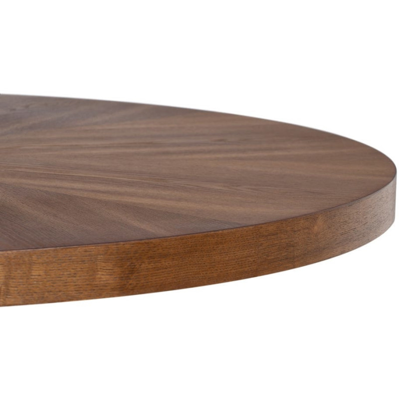 Table à manger moderne chic Ronde 4 personnes en Bois MDF Marron Métal Noir Aroha - 6