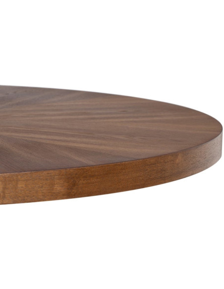 Table à manger moderne chic Ronde 4 personnes en Bois MDF Marron Métal Noir Aroha - 6