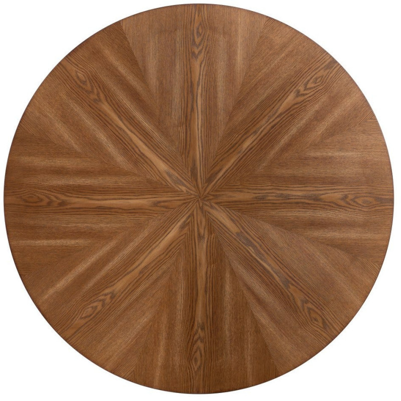 Table à manger moderne chic Ronde 4 personnes en Bois MDF Marron Métal Noir Aroha - 9