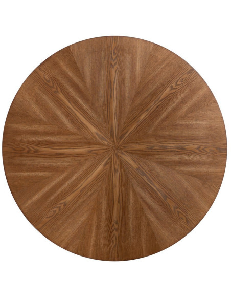 Table à manger moderne chic Ronde 4 personnes en Bois MDF Marron Métal Noir Aroha - 9