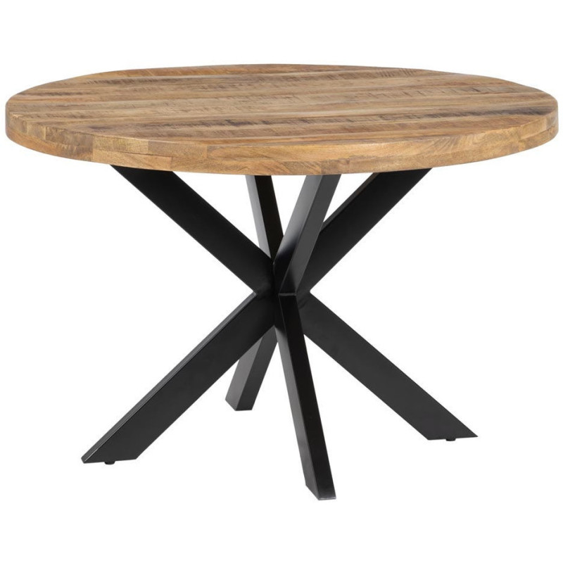 Table à manger moderne Ronde 6 personnes en Bois de manguier Naturel Métal Noir Idira - 1