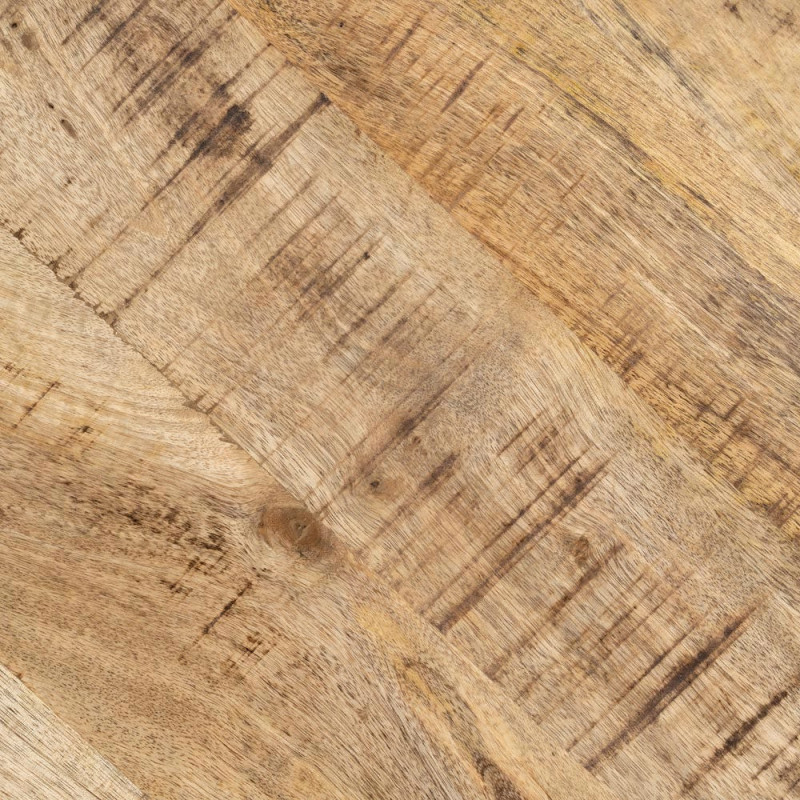 Table à manger moderne Ronde 6 personnes en Bois de manguier Naturel Métal Noir Idira - 6