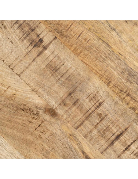 Table à manger moderne Ronde 6 personnes en Bois de manguier Naturel Métal Noir Idira - 6